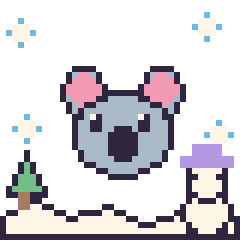 Pixel art Koala en hiver, grille 40 × 40