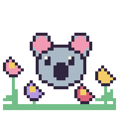 Pixel art Koala dans le jardin, grille 40 × 40