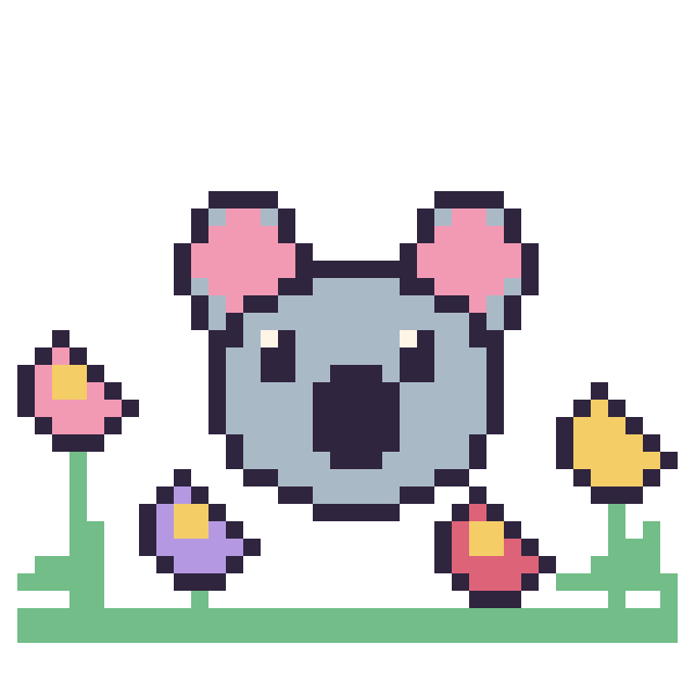 Modèle de pixel art Koala dans le jardin sur une grille de 40 par 40 cases
