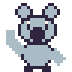 Pixel art Koala qui fait coucou, grille 24 × 24