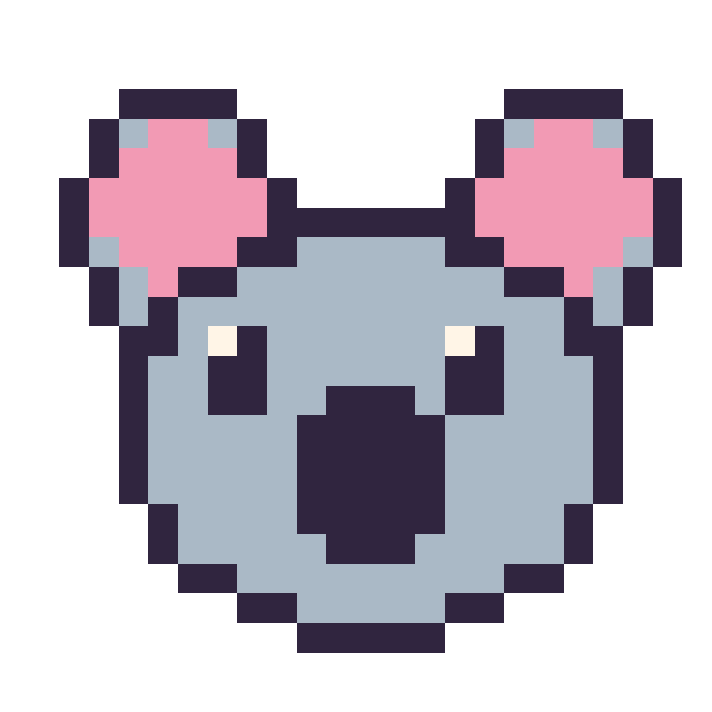 Modèle de pixel art Koala sur une grille de 24 par 24 cases