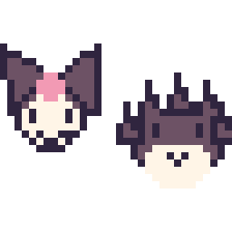 Pixel art Kuromi mini et Badtz-Maru mini, grille 32 × 32