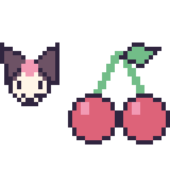 Pixel art Kuromi mini et Cerise, grille 40 × 40