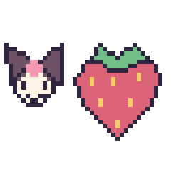 Pixel art Kuromi mini et Fraise, grille 40 × 40