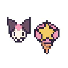 Pixel art Kuromi mini et Glace avec une étoile, grille 40 × 40