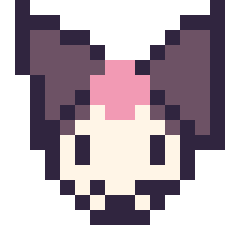 Pixel art Kuromi mini 16 × 16, grille 16 × 16