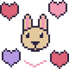 Pixel art Lama avec des cœurs, grille 40 × 40