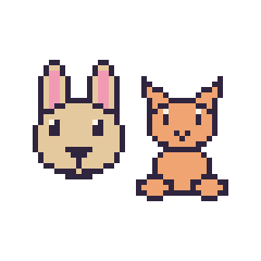 Pixel art Lama et Chat assis, grille 48 × 48