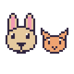 Pixel art Lama et Chat en portrait, grille 40 × 40