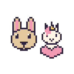 Pixel art Lama et Licorne avec un cœur, grille 48 × 48