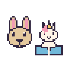 Pixel art Lama et Licorne avec un livre, grille 48 × 48