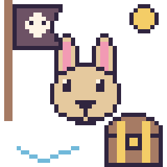 Pixel art Lama en aventure pirate, grille 40 × 40