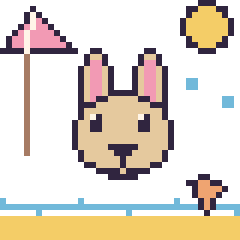 Pixel art Lama à la plage, grille 40 × 40
