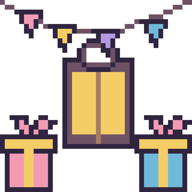 Modèle de pixel art Lanterne pour un anniversaire sur une grille de 40 par 40 cases