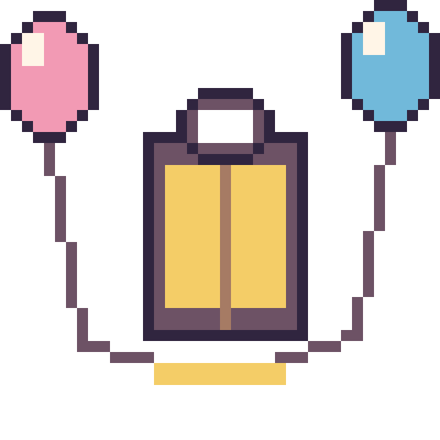 Modèle de pixel art Lanterne avec des ballons sur une grille de 40 par 40 cases