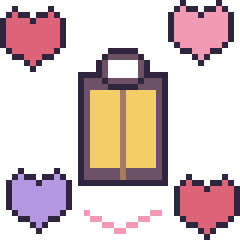 Pixel art Lanterne avec des cœurs, grille 40 × 40