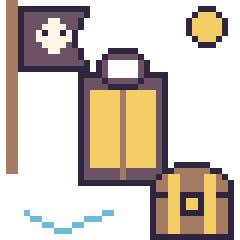 Pixel art Lanterne en aventure pirate, grille 40 × 40