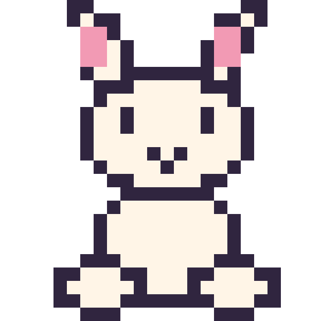 Modèle de pixel art Lapin assis sur une grille de 24 par 24 cases