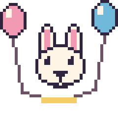 Pixel art Lapin avec des ballons, grille 40 × 40