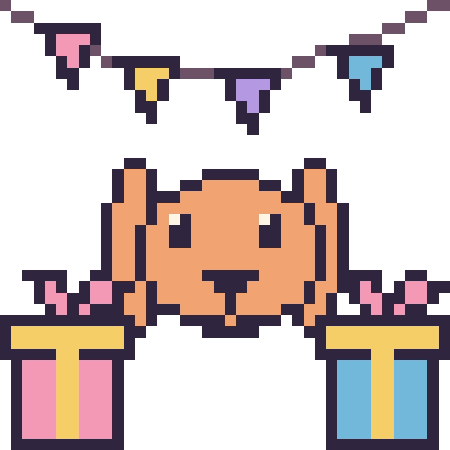 Modèle de pixel art Lapin bélier pour un anniversaire sur une grille de 40 par 40 cases