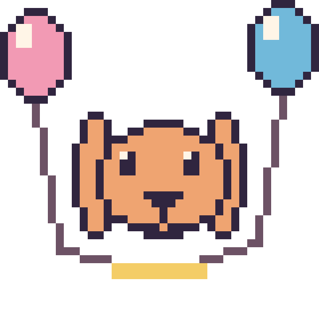 Modèle de pixel art Lapin bélier avec des ballons sur une grille de 40 par 40 cases