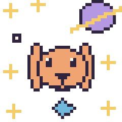 Pixel art Lapin bélier dans l’espace, grille 40 × 40