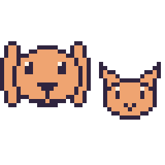 Pixel art Lapin bélier et Chat en portrait, grille 40 × 40