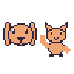 Pixel art Lapin bélier et Chat qui fait coucou, grille 48 × 48