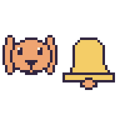 Pixel art Lapin bélier et Cloche, grille 48 × 48