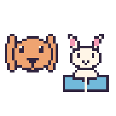 Pixel art Lapin bélier et Lapin avec un livre, grille 48 × 48