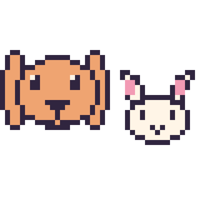 Modèle de pixel art Lapin bélier et Lapin en portrait sur une grille de 40 par 40 cases