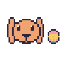 Pixel art Lapin bélier et Œuf de Pâques simple 10 × 10, grille 40 × 40