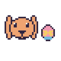 Pixel art Lapin bélier et Œuf de Pâques simple 12 × 12, grille 40 × 40