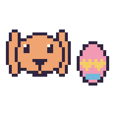 Pixel art Lapin bélier et Œuf de Pâques simple 16 × 16, grille 40 × 40