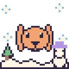 Pixel art Lapin bélier en hiver, grille 40 × 40