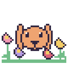 Pixel art Lapin bélier dans le jardin, grille 40 × 40