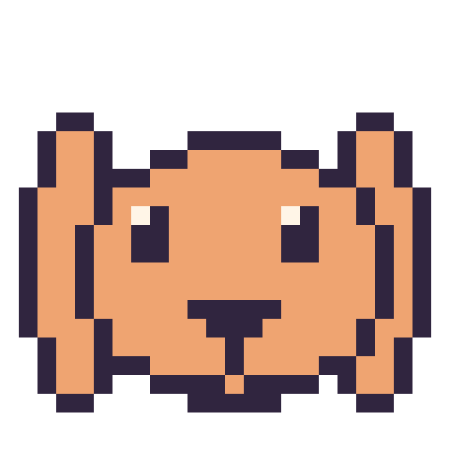 Modèle de pixel art Lapin bélier sur une grille de 24 par 24 cases
