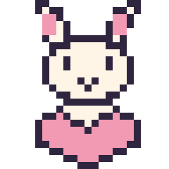 Pixel art Lapin avec un cœur, grille 24 × 24