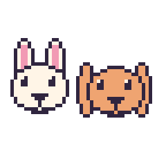 Pixel art Lapin et Lapin bélier, grille 48 × 48