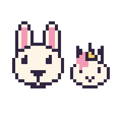 Pixel art Lapin et Licorne en portrait, grille 40 × 40