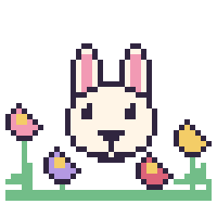 Pixel art Lapin dans le jardin, grille 40 × 40