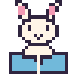 Pixel art Lapin avec un livre, grille 24 × 24