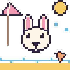 Pixel art Lapin à la plage, grille 40 × 40