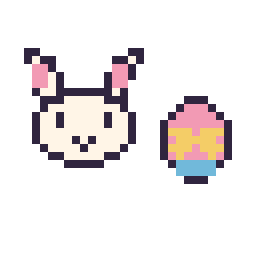 Pixel art Lapin en portrait et Œuf de Pâques simple 12 × 12, grille 32 × 32
