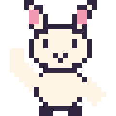 Pixel art Lapin qui fait coucou, grille 24 × 24