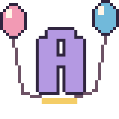 Pixel art Lettre A avec des ballons, grille 40 × 40