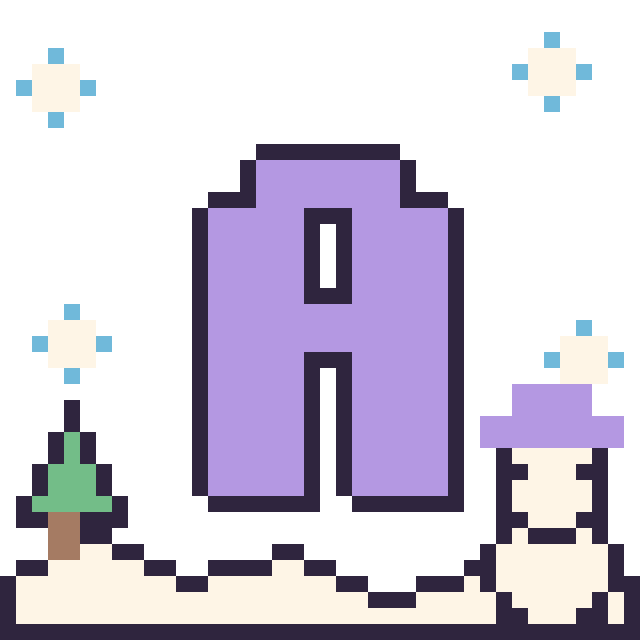 Modèle de pixel art Lettre A en hiver sur une grille de 40 par 40 cases