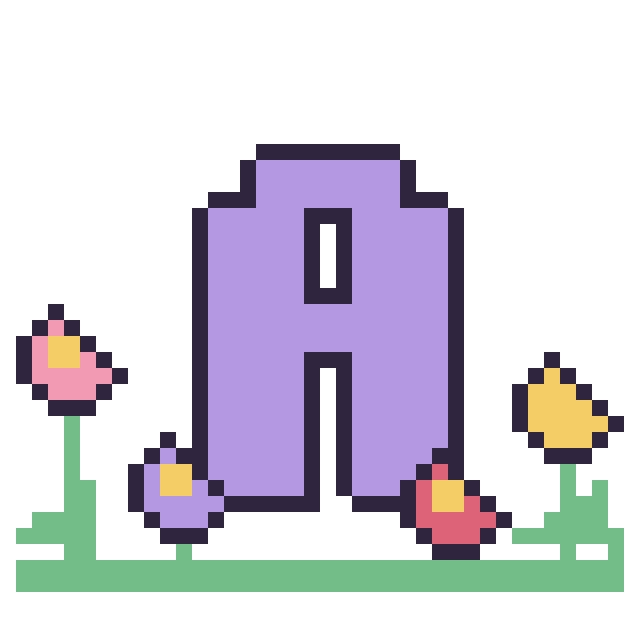 Modèle de pixel art Lettre A dans le jardin sur une grille de 40 par 40 cases