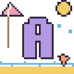 Pixel art Lettre A à la plage, grille 40 × 40