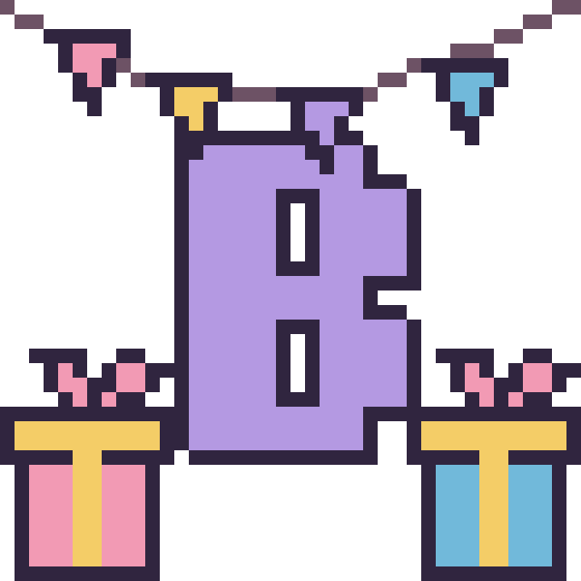 Modèle de pixel art Lettre B pour un anniversaire sur une grille de 40 par 40 cases
